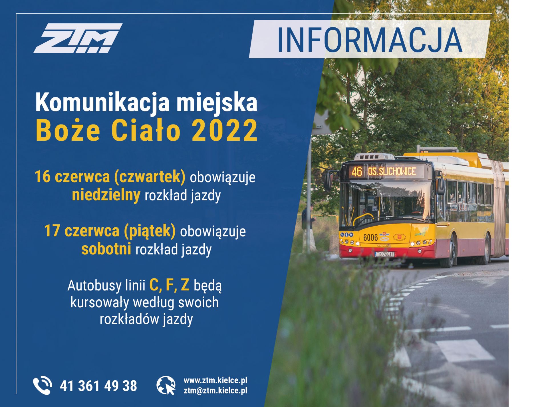 plakat dot. kursowania autobusów 